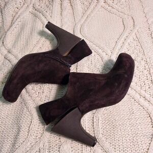 Tsubo Suede Ankle Booties‎ Brown Slingback Heels Womens 7.5 Excellent